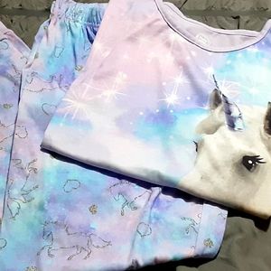 NWOT Girls Unicorn 2pc pajama pant set